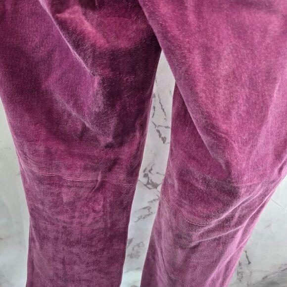 Vintage Leather Pants Womens 29 Pink Purple Y2K Flare Boot Suede High Rise - Picture 7 of 12